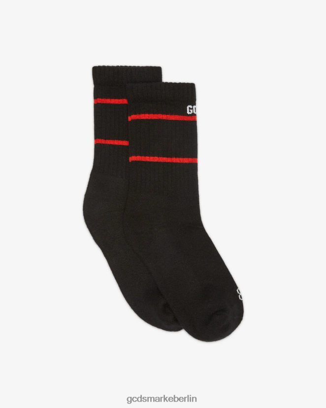 GCDS Kinder Niedrige Junior-Socken mit Logoband LP42F771 Schwarz Zubehörteil