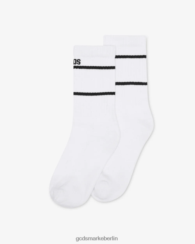 GCDS Kinder Niedrige Junior-Socken mit Logoband LP42F773 Weiß Zubehörteil