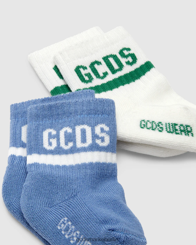 GCDS Kinder Zweiteiliges Sockenset mit Logoband LP42F650 Baby blau Zubehörteil