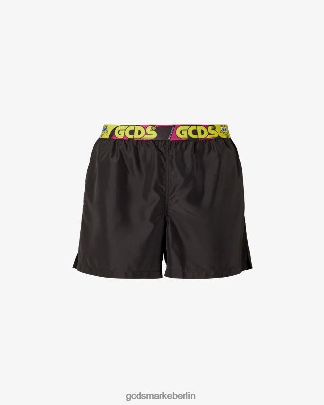 GCDS Männer Badeshorts mit Spongebob-Logo LP42F153 Schwarz Kleidung