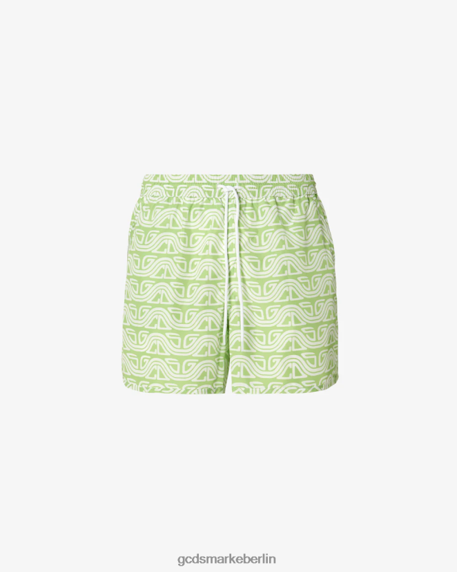GCDS Männer Badeshorts mit durchgehendem Wellenlogo-Print LP42F156 Kalk Kleidung