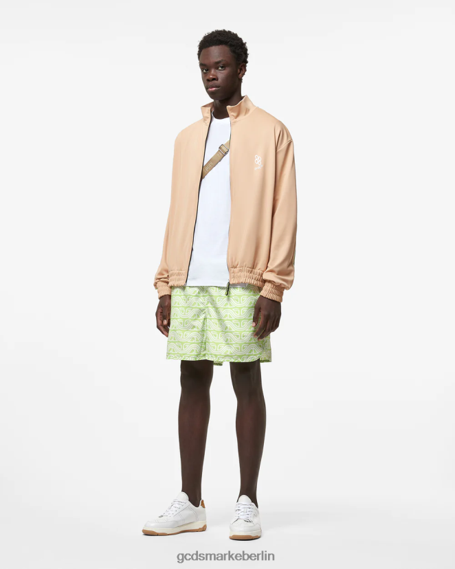 GCDS Männer Badeshorts mit durchgehendem Wellenlogo-Print LP42F156 Kalk Kleidung