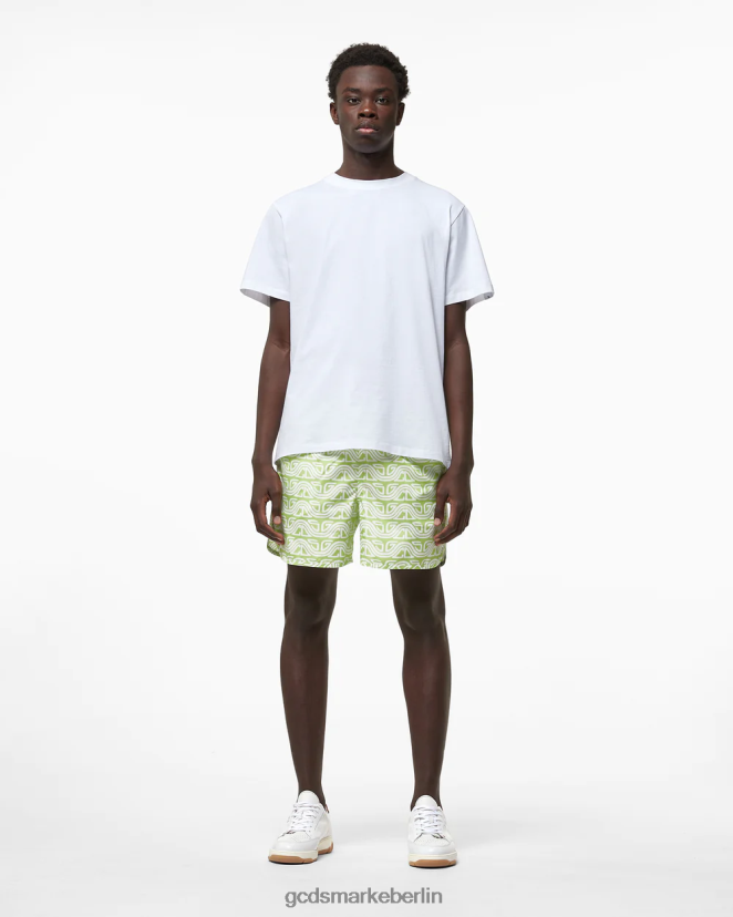 GCDS Männer Badeshorts mit durchgehendem Wellenlogo-Print LP42F156 Kalk Kleidung