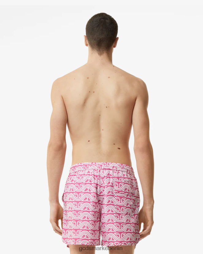 GCDS Männer Badeshorts mit durchgehendem Wellenlogo-Print LP42F158 Fuchsie Kleidung