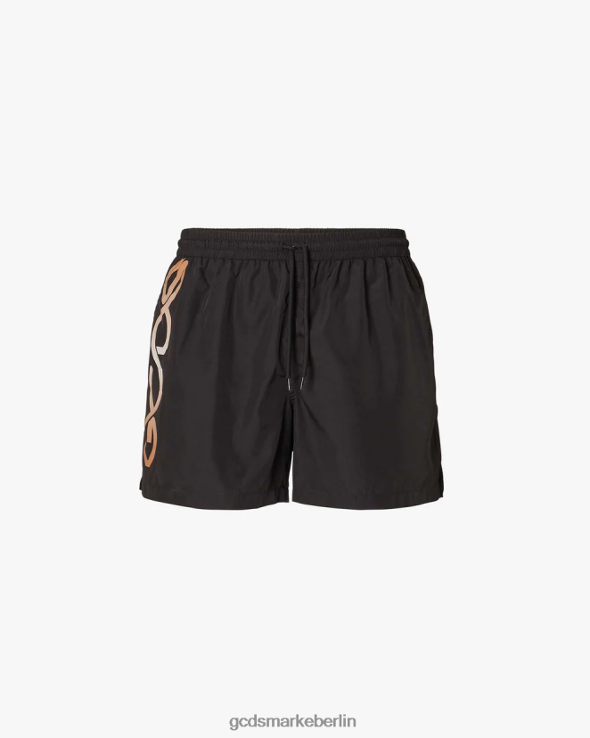 GCDS Männer Badeshorts mit reflektierendem Logo-Print LP42F151 Schwarz Kleidung