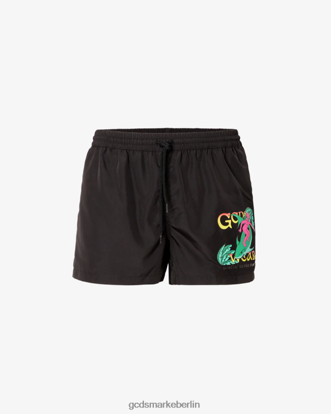 GCDS Männer Surfen wirdo Badeshorts LP42F152 Schwarz Kleidung