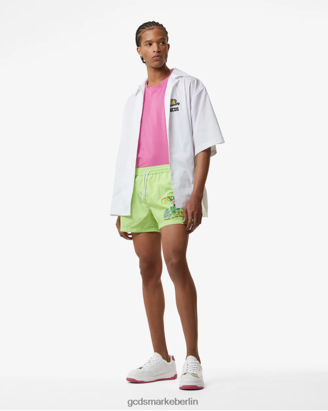 GCDS Männer Surfen wirdo Badeshorts LP42F157 Kalk Kleidung