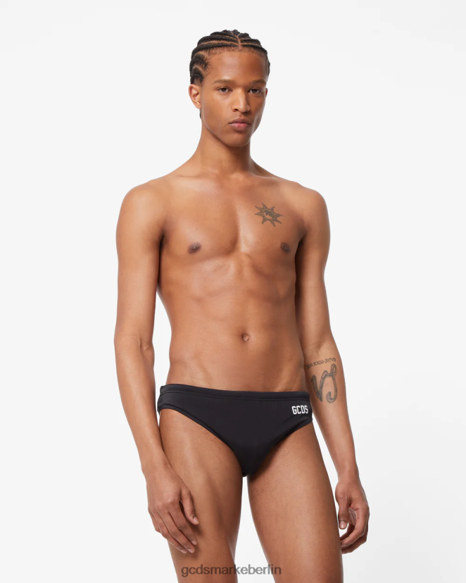 GCDS Männer klassischer Slip mit Logo LP42F159 Schwarz Kleidung