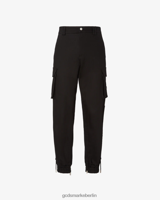 GCDS Männer Basic-Cargohose aus Baumwollcanvas LP42F140 Schwarz Kleidung