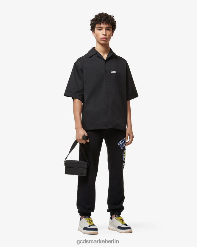GCDS Männer Basic-Jogginghose mit Spongebob-Italico-Print LP42F131 Schwarz Kleidung