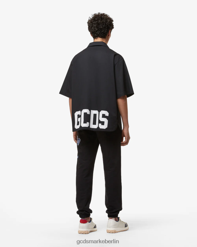 GCDS Männer Basic-Jogginghose mit Spongebob-Italico-Print LP42F131 Schwarz Kleidung