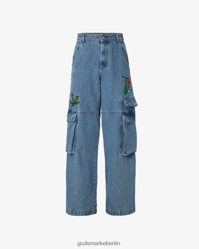 GCDS Männer Bestickte Ultracargo-Hose LP42F118 neues hellblau Kleidung