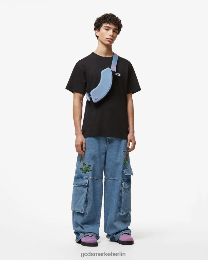 GCDS Männer Bestickte Ultracargo-Hose LP42F118 neues hellblau Kleidung