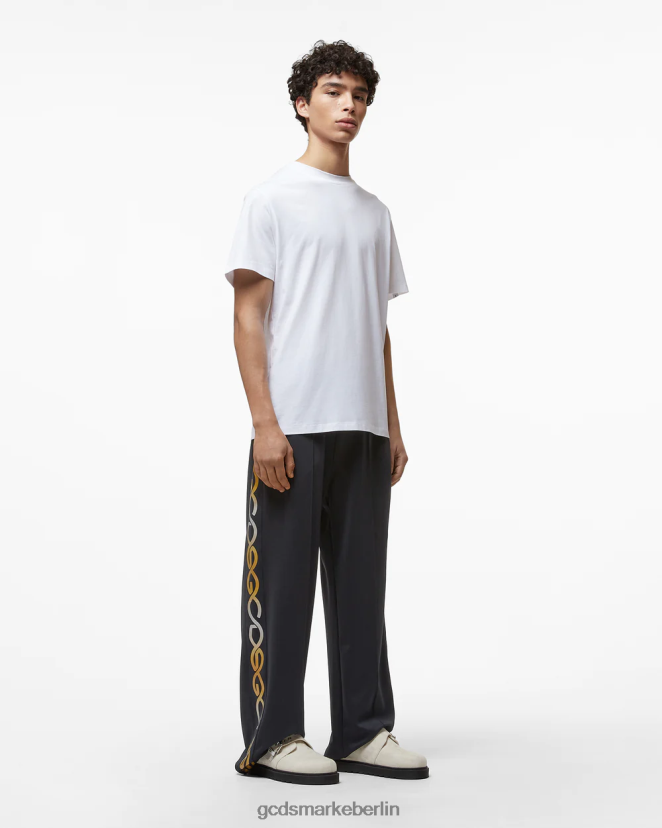 GCDS Männer Jogginghose mit reflektierendem Logo-Print LP42F128 Schwarz Kleidung