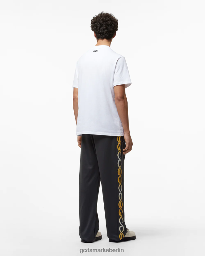 GCDS Männer Jogginghose mit reflektierendem Logo-Print LP42F128 Schwarz Kleidung