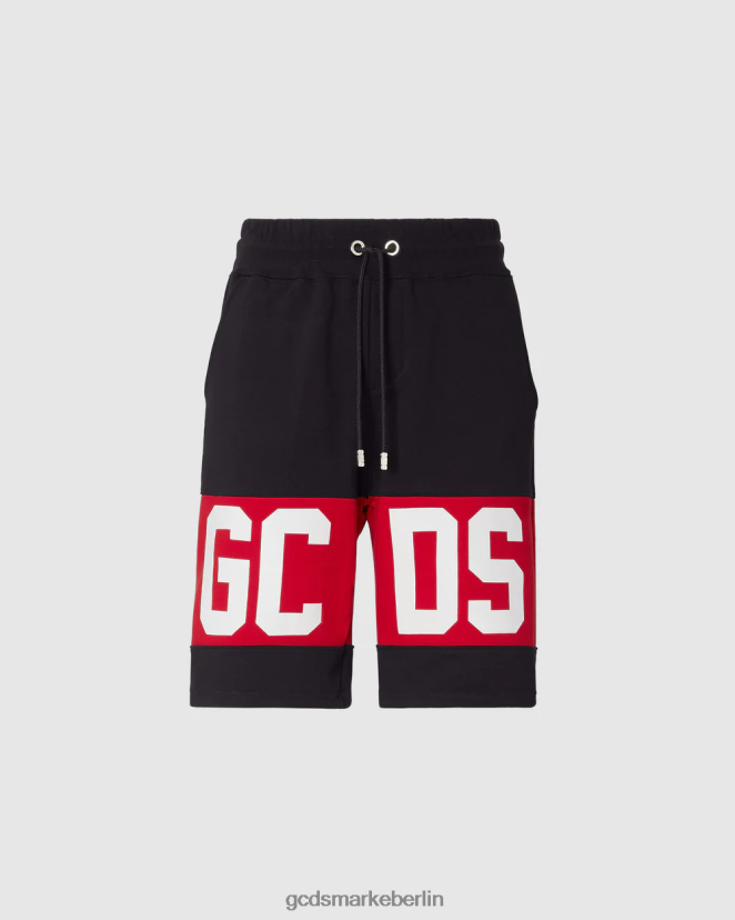 GCDS Männer Normale Sweatshorts mit Logoband LP42F142 Schwarz Kleidung