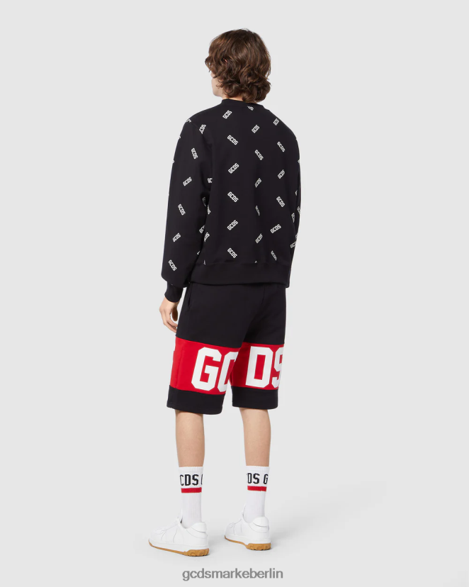 GCDS Männer Normale Sweatshorts mit Logoband LP42F142 Schwarz Kleidung
