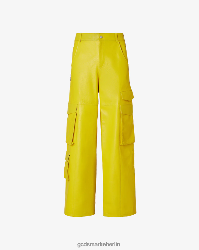GCDS Männer Ultracargo-Hose aus Leder LP42F122 Citrin Kleidung