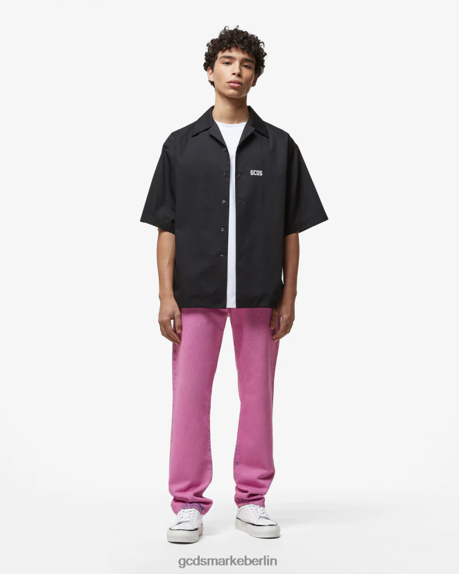 GCDS Männer gebleichter, gerade geschnittener Denim LP42F119 Fuchsie Kleidung