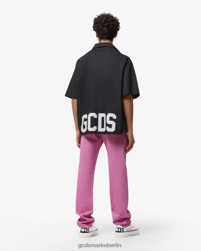 GCDS Männer gebleichter, gerade geschnittener Denim LP42F119 Fuchsie Kleidung