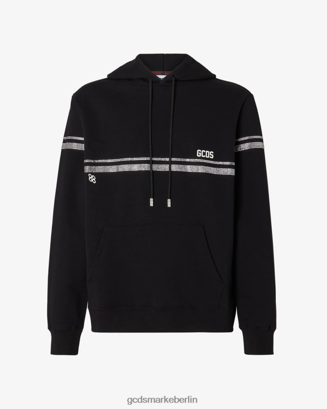 GCDS Männer Bling normaler Kapuzenpullover LP42F54 Schwarz Kleidung