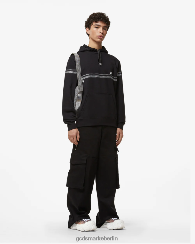 GCDS Männer Bling normaler Kapuzenpullover LP42F54 Schwarz Kleidung