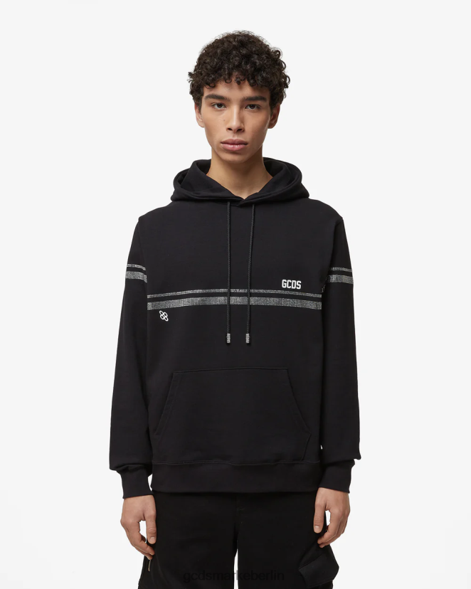 GCDS Männer Bling normaler Kapuzenpullover LP42F54 Schwarz Kleidung