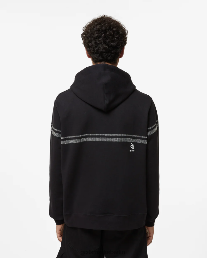 GCDS Männer Bling normaler Kapuzenpullover LP42F54 Schwarz Kleidung