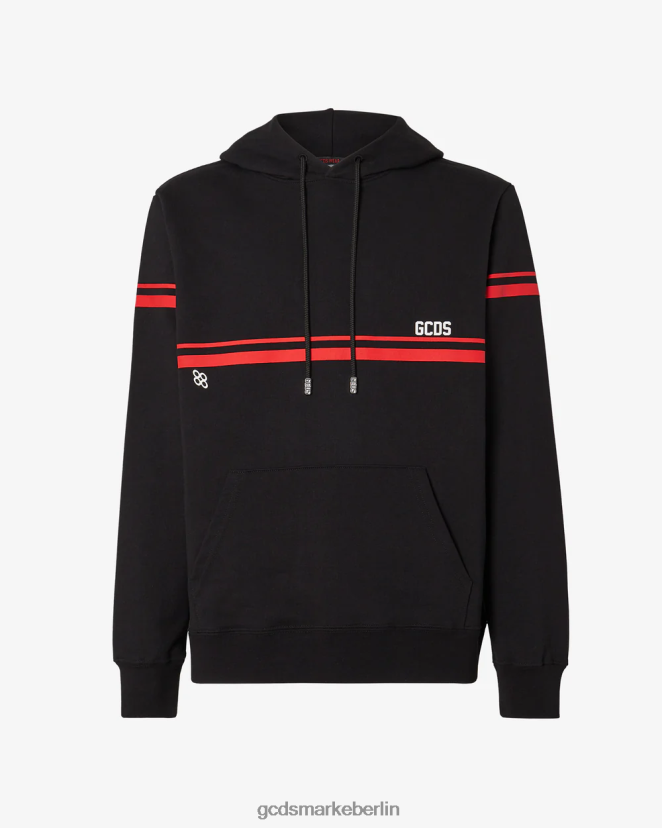 GCDS Männer Kapuzenpullover mit niedrigem Logoband LP42F58 Schwarz Kleidung