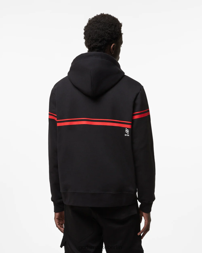 GCDS Männer Kapuzenpullover mit niedrigem Logoband LP42F58 Schwarz Kleidung