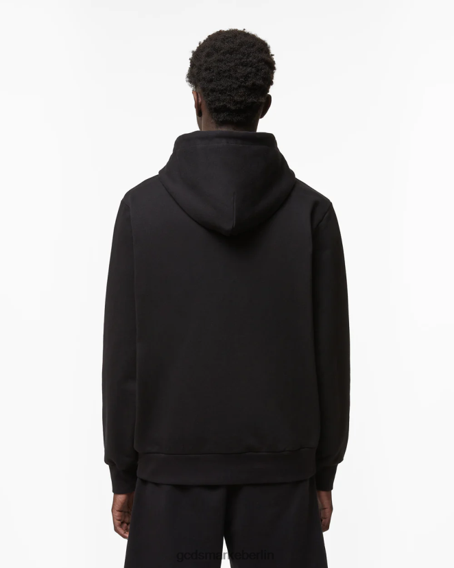 GCDS Männer Normaler Kapuzenpullover mit Reißverschluss und Wellenlogo LP42F67 Schwarz Kleidung