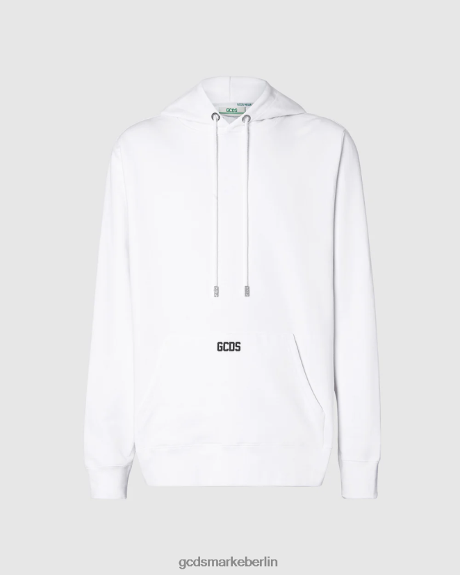 GCDS Männer Normaler Kapuzenpullover mit Öko-Logo LP42F72 Weiß Kleidung