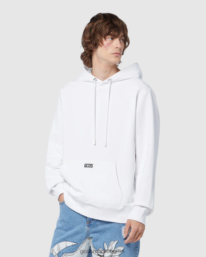 GCDS Männer Normaler Kapuzenpullover mit Öko-Logo LP42F72 Weiß Kleidung