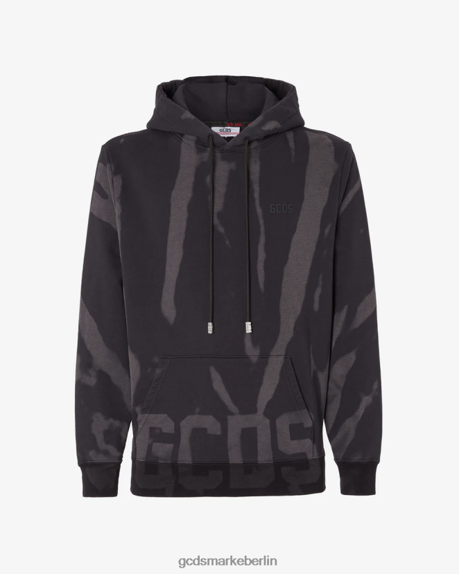 GCDS Männer Normaler Kapuzenpullover mit niedrigem Band und Print LP42F64 Schwarz Kleidung
