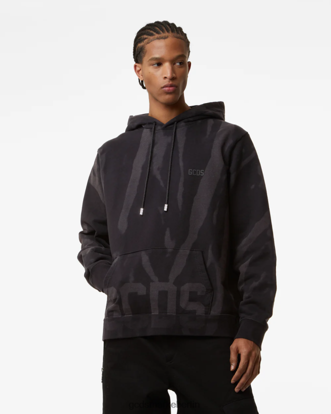 GCDS Männer Normaler Kapuzenpullover mit niedrigem Band und Print LP42F64 Schwarz Kleidung