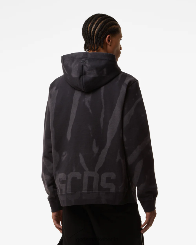 GCDS Männer Normaler Kapuzenpullover mit niedrigem Band und Print LP42F64 Schwarz Kleidung