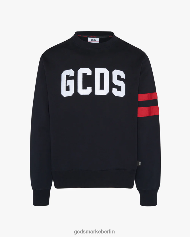GCDS Männer Normaler Rundhalsausschnitt mit Logo LP42F73 Schwarz Kleidung