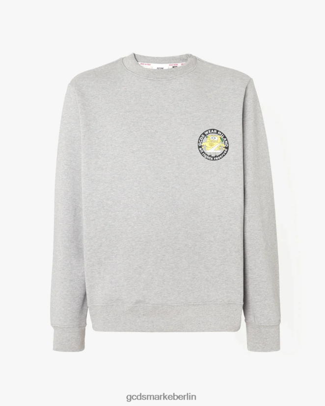GCDS Männer Normaler Rundhalsausschnitt mit Spongebob-Italico-Print LP42F52 grau Kleidung