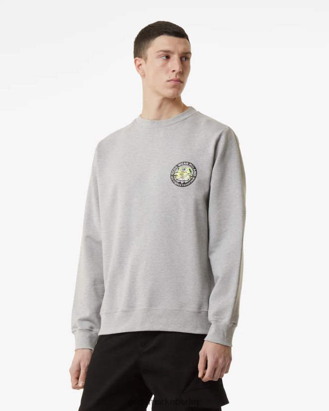 GCDS Männer Normaler Rundhalsausschnitt mit Spongebob-Italico-Print LP42F52 grau Kleidung