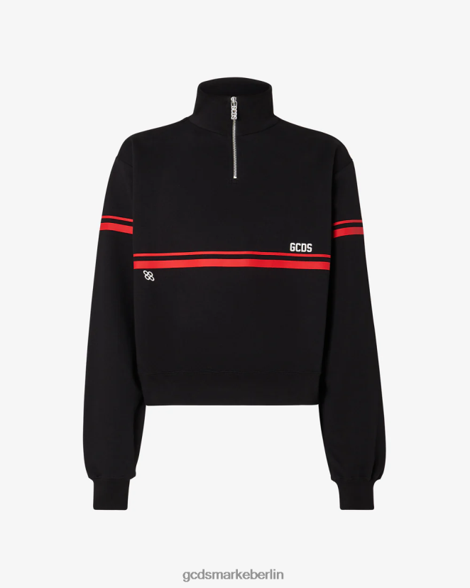 GCDS Männer Stehkragenpullover mit tiefem Logoband LP42F55 Schwarz Kleidung