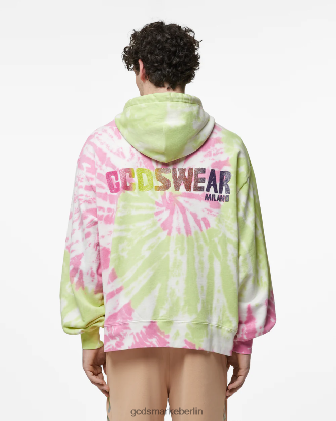 GCDS Männer Übergroßer Kapuzenpullover mit Batikmuster LP42F63 Mehrfarbig Kleidung