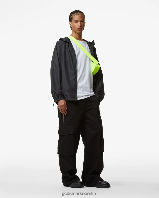 GCDS Männer Anorak mit Bliss-Print LP42F8 Schwarz Kleidung