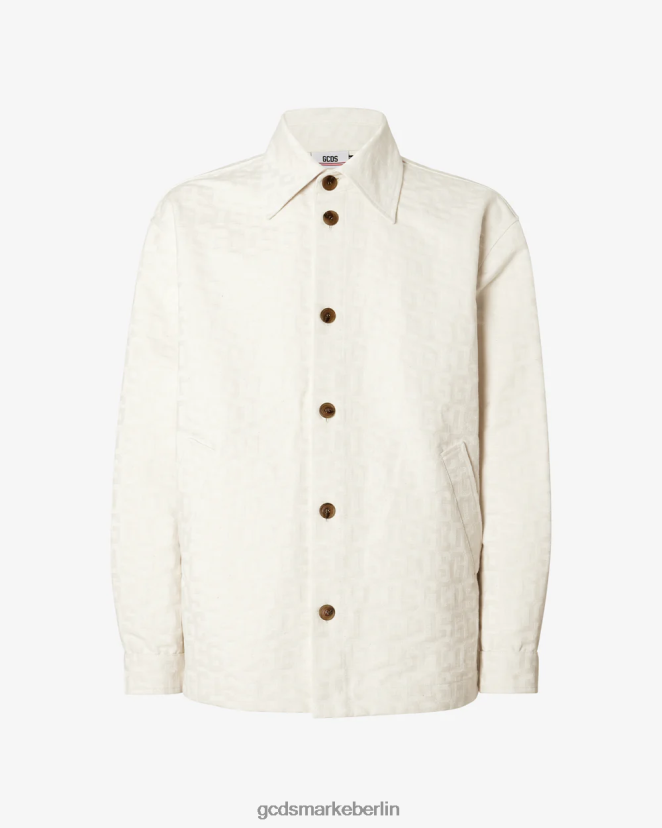 GCDS Männer Baumwoll-Overshirt mit Monogramm LP42F2 cremefarben Kleidung