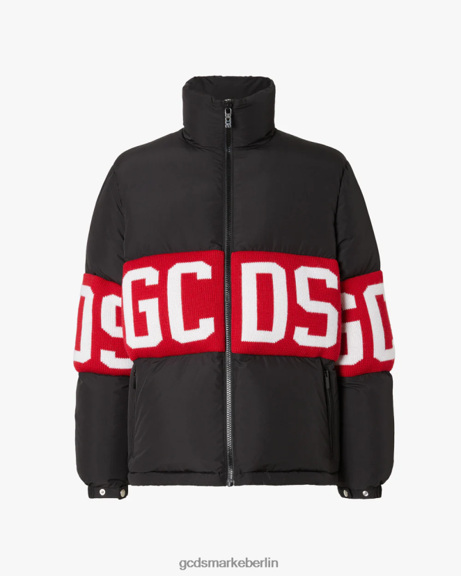 GCDS Männer Pufferjacke mit Logoband LP42F12 Schwarz Kleidung