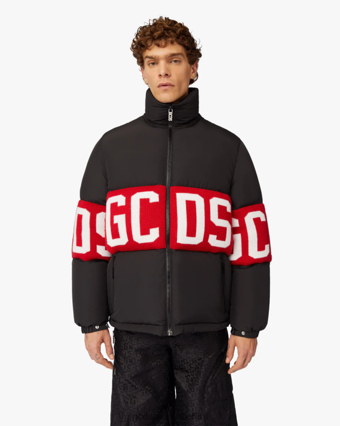 GCDS Männer Pufferjacke mit Logoband LP42F12 Schwarz Kleidung