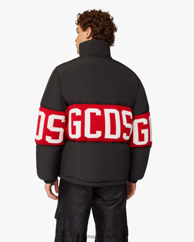 GCDS Männer Pufferjacke mit Logoband LP42F12 Schwarz Kleidung