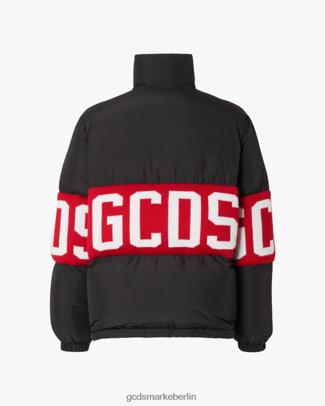GCDS Männer Pufferjacke mit Logoband LP42F12 Schwarz Kleidung