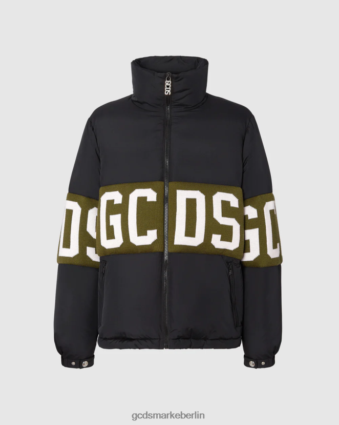 GCDS Männer Pufferjacke mit Logoband LP42F13 Militärgrün Kleidung