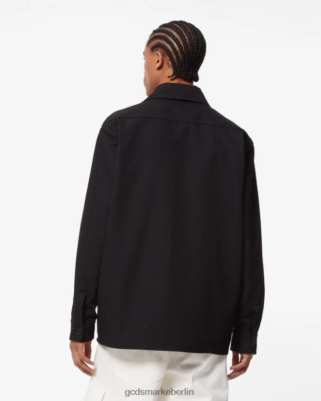 GCDS Männer Überhemd aus Baumwollcanvas LP42F4 Schwarz Kleidung