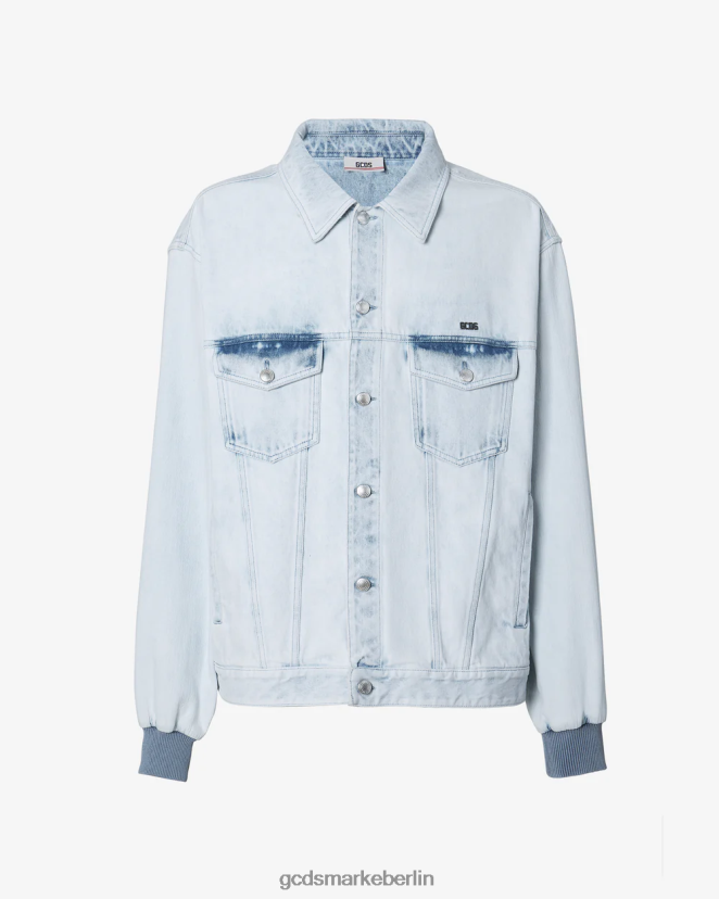 GCDS Männer gebleichte Jeansjacke LP42F10 Weiß Kleidung